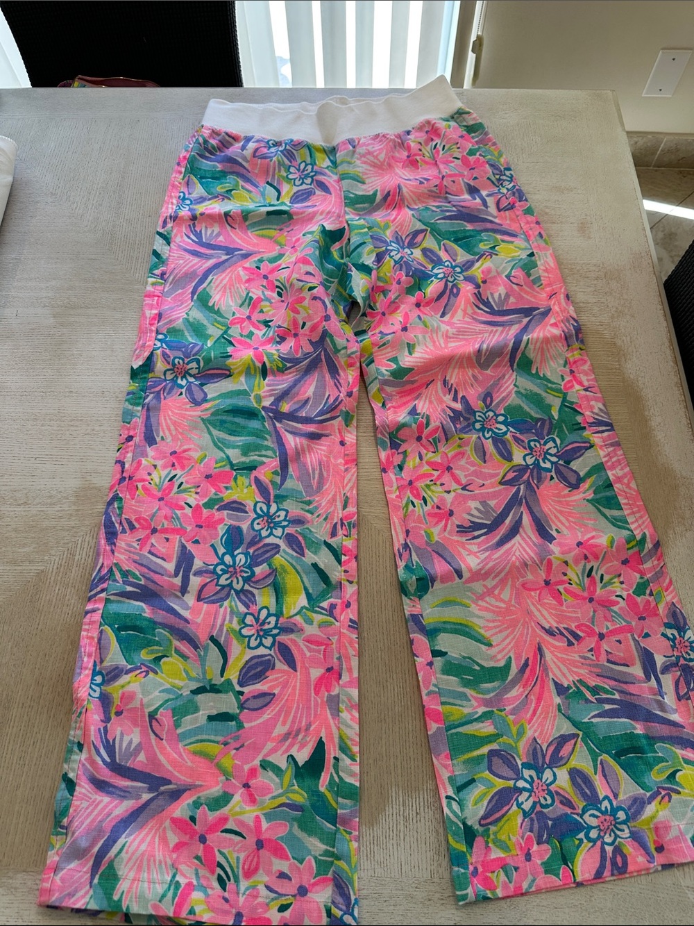 Lilly Pulitzer Pink Tropical Floral Wide-Leg Pants